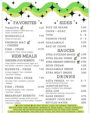 Menu at Vegan Vatoz in Riverside