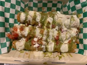 Vegan beef taquitos at Vegan Vatoz in Riverside