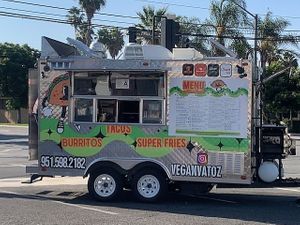 Approaching Vegan Vatoz food truck at Vegan Vatoz in Riverside