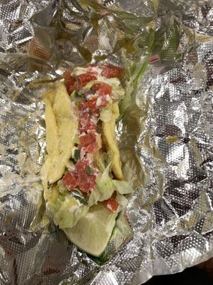 Fish taco  at Vegan Vatoz in Riverside