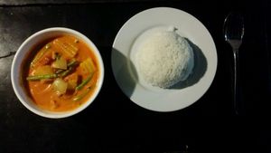 vego curry and rice at Delicious in Sihanoukville