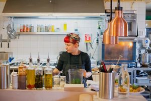 Open kitchen at Café Lief  in Haarlem