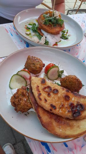 Zucchini fritters and flatbread at Café Lief  in Haarlem