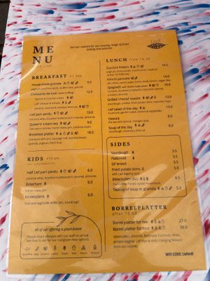 Menu  at Café Lief  in Haarlem