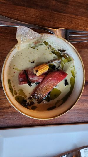 Soup with water eggplant and pak choi at COLORZ Kitchen  in Bern