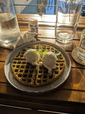 Coconut Pandan Waffle at Sundays  in Phnom Penh