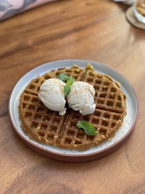 Coconut pandan waffle  at Sundays  in Phnom Penh