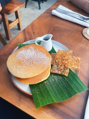 Vegan bacon pancakes   at Sundays  in Phnom Penh