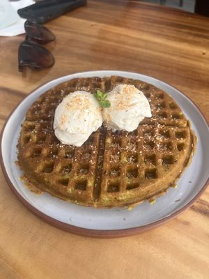 Pandan waffle  #Veganuary at Sundays  in Phnom Penh