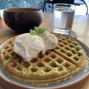 Pandan waffle  at Sundays  in Phnom Penh