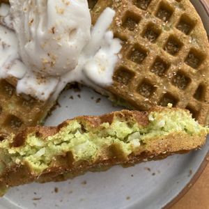 Pandan waffle  at Sundays  in Phnom Penh