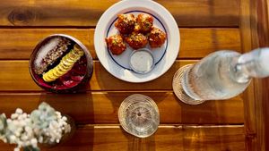 Purple dragon smoothie’s & cauliflower bitess  at Sundays  in Phnom Penh