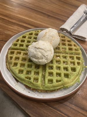 Pandan waffle   at Sundays  in Phnom Penh