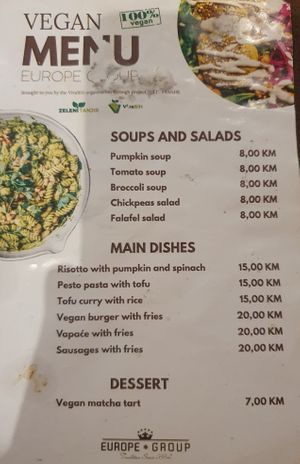 Menu March 2024 at Hotel Europe in Sarajevo