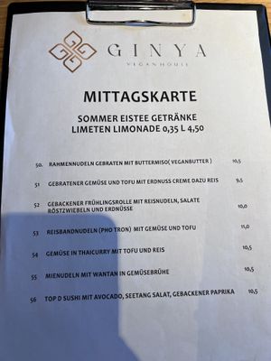 lunch menu  at Ginya Vegan House  in Hamburg