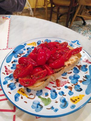 Bruschetta with tomato at Pizzium in Bologna