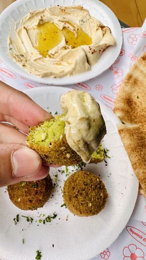 Falafel with hummus  at Flora Falafel in Istanbul