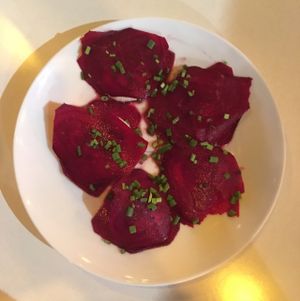 beet ravioli  at Greens and Vines in Honolulu