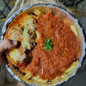 Vegan chicken pasta at Famous Joe Pizzeria in Brooklyn