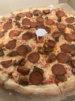 Vegan meat lovers  at Famous Joe Pizzeria in Brooklyn