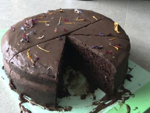 Chocoladetaart met rozenganache   at La Vertitude in Zottegem