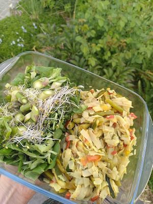Regular take away menu: Noodles and asparagus salad at La Vertitude in Zottegem