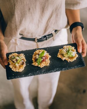 rice cracker tapas at POHSOP in Chiang Mai