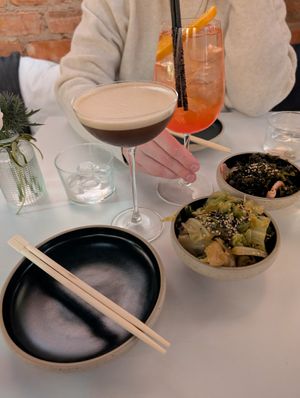 Miso Espresso Martini, Cracked Cabbage and Wakami Salad. at Miso Newcastle in Newcastle Upon Tyne