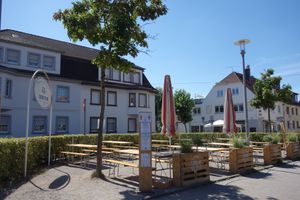 Outdoor seating just across the street at Ilse in Saarbrucken