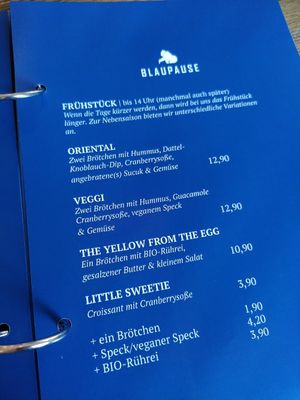 Frühstückskarte (bis 14 Uhr) at Blaupause in Luebeck