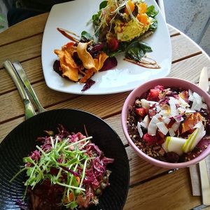 The acai bowl, rainbow salad and something else and some kind of scramble thing.  AMAZING! at Earth to Table in Bondi Junction