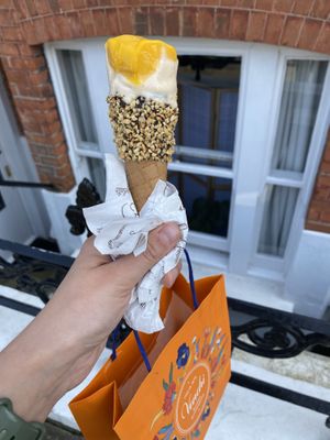 Almond & mango vegan ice cream in vegan con   at Venchi in Richmond Upon Thames