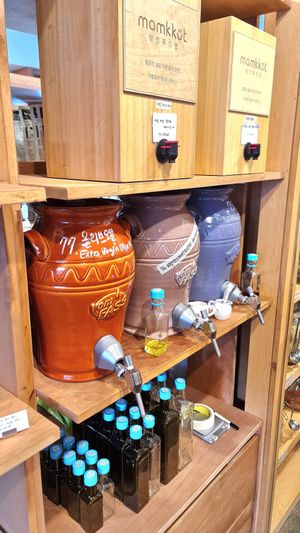 Refill stations: oil and vinegar at Nono Shop & Cafe Seoul in Seoul