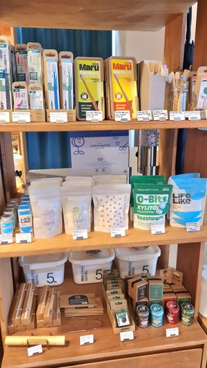 Eco-friendly lifestyle products: dental care items at Nono Shop & Cafe Seoul in Seoul
