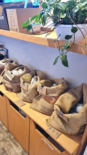 Collecting recyclables at Nono Shop & Cafe Seoul in Seoul