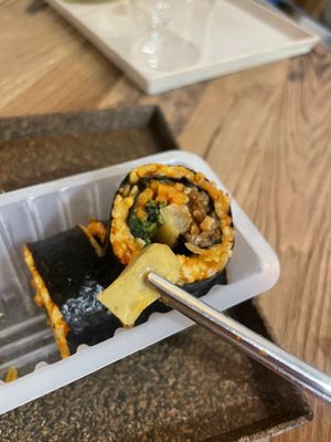 Plant-based egg in kimbap  at Nono Shop & Cafe Seoul in Seoul