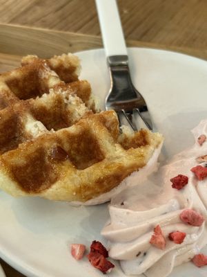 Waffle day! With raspberry cream  at Nono Shop & Cafe Seoul in Seoul