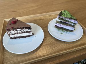 Chocolate and matcha cake  at Nono Shop & Cafe Seoul in Seoul