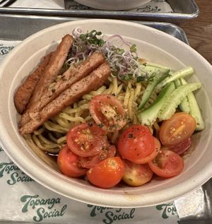 Yuzu cold ramen. It's so delicious!! I also love the musubi  at MANEATINGPLANT in Canoga Park