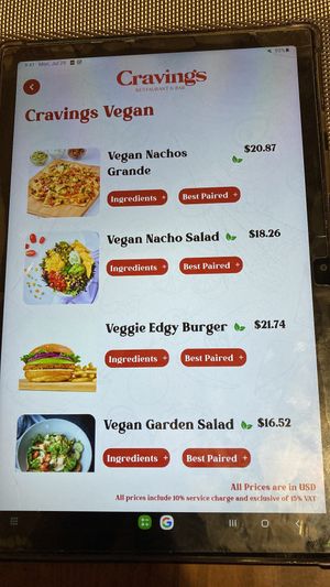 Vegan menu  at ADD - Cravings in Addis Ababa