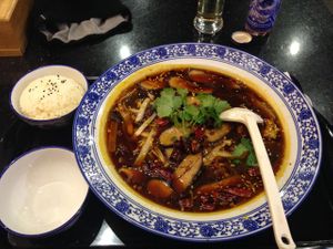 Hot and Spicy Veggie Fish with mushrooms&noodles at Taiwan Brother 7 Vegan Hut - Xu Hui in Shanghai