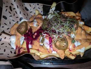 Vegan loaded fries at Burrito Bandito in Bern