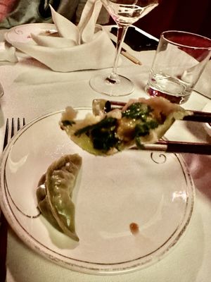 Vegetable dumplings inside  at Pine&Apple in Florence