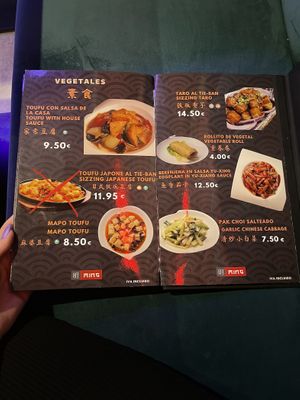 All vegan except the one I’ve crossed out   at Ming Chinese in Sevilla