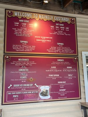 Menu  at Mainely Custard in Freeport