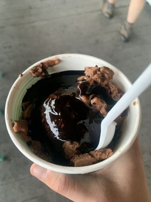 Chocolate Oreo with chocolate saucee  at Mainely Custard in Freeport