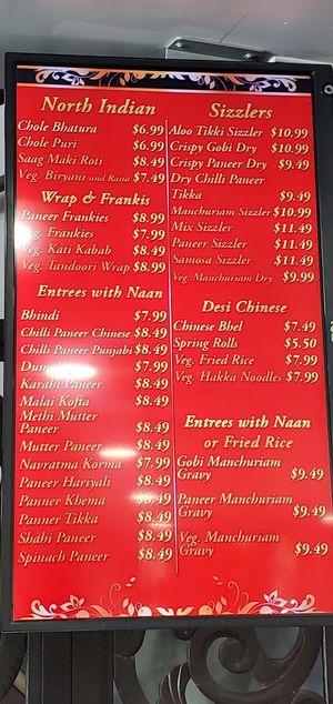 Menu 2 at Rasraj in San Diego