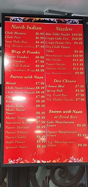 Menu 1 at Rasraj in San Diego