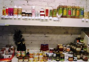 Tofu,different types of pate and other products at Green Earth in Sofia