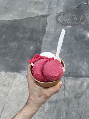 Mojito and Raspberry sorbet flavours  at Ripples in Montreal